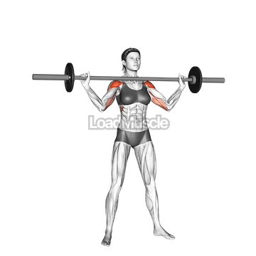 Barbell Standing Wide Military Press demonstration